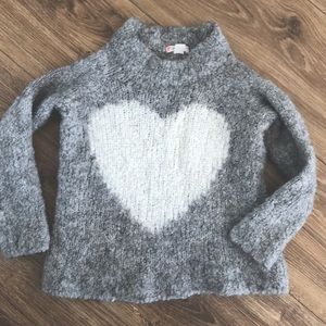 Jcrew Crewcuts Gray Mockneck sweater with Heart 3T